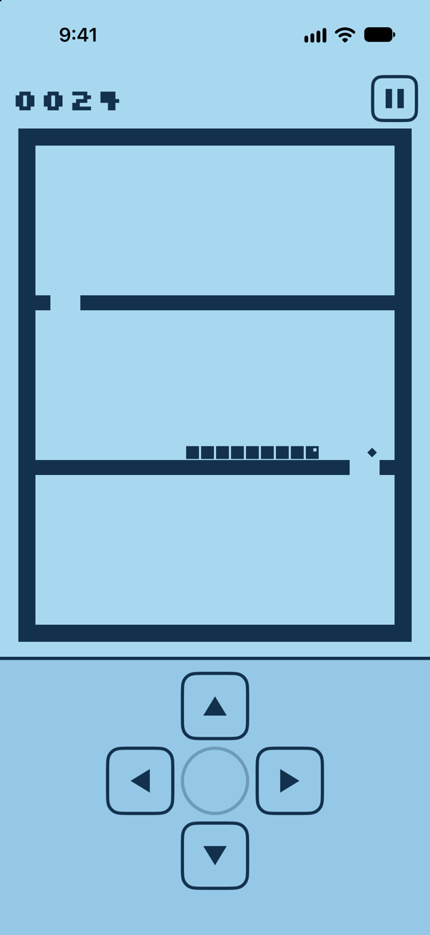 UlarNaga on iPhone: a game in the Blue backlight theme on the Apartment maze